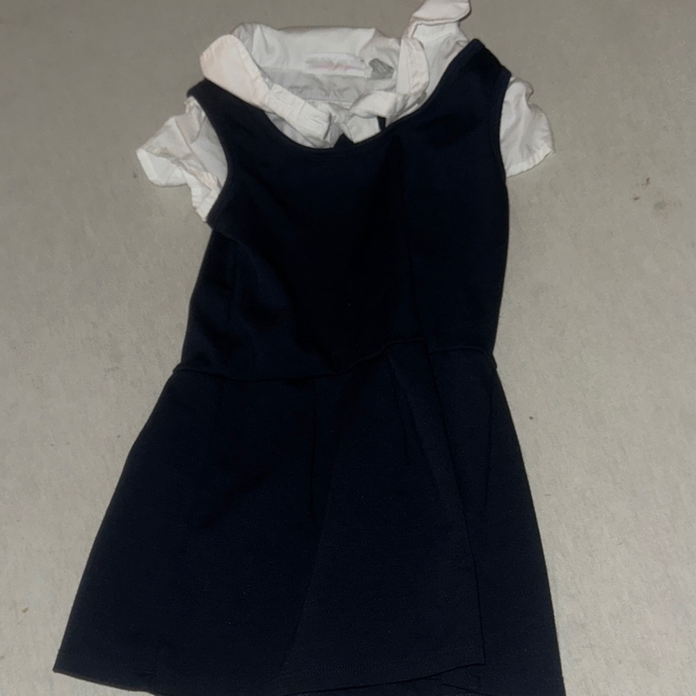 Kids Size 3T Place Navy Blue Dress with White Collar